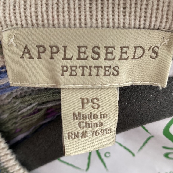 VINTAGE APPLESEEDS 100% cotton knit cardigan sweater. Size US petites small (SP) - Picture 6 of 10